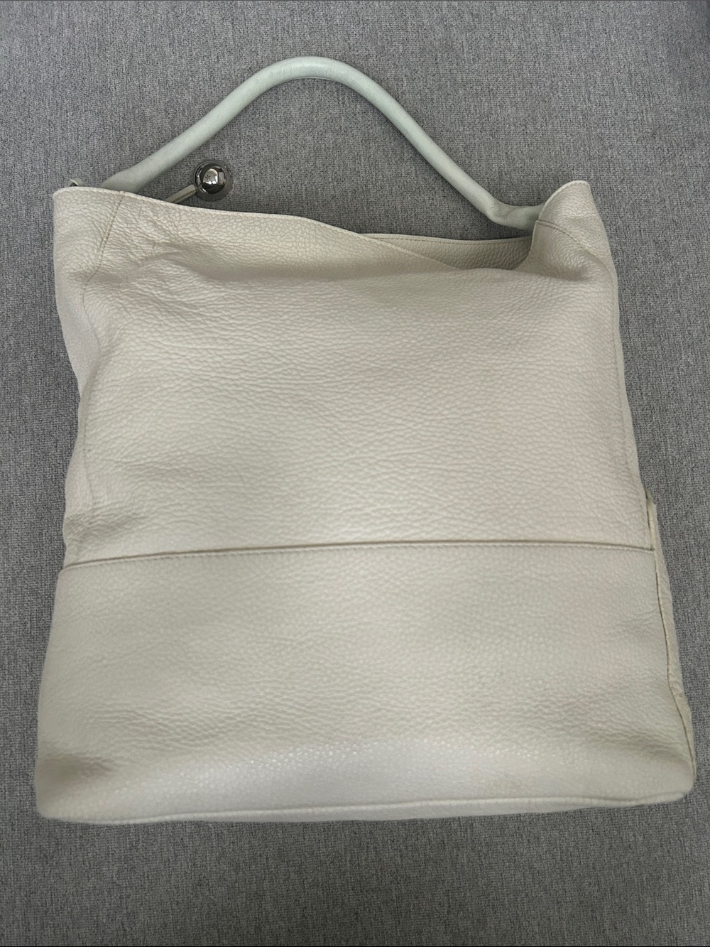 Furla Large Pebbled Leather Hobo/Bucket Shoulder Bag in Ivory GUC